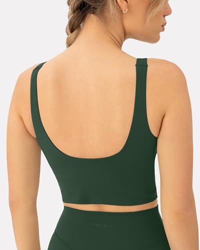 PAVOI ACTIVE Scoop Workout Tank Top with Built in Bra for Women - Medium Support Longline Yoga Sports Shelf Bra Top, FlexFlow2