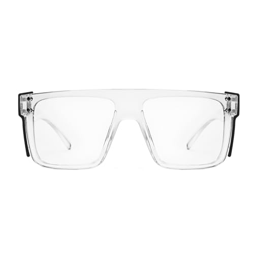 Image of Offray UV400Transition Photochromic Safety Glases Light to Dark Grey Lenses ANSI Z87 Impact Approved Wraparound Style Frame (Clear)
