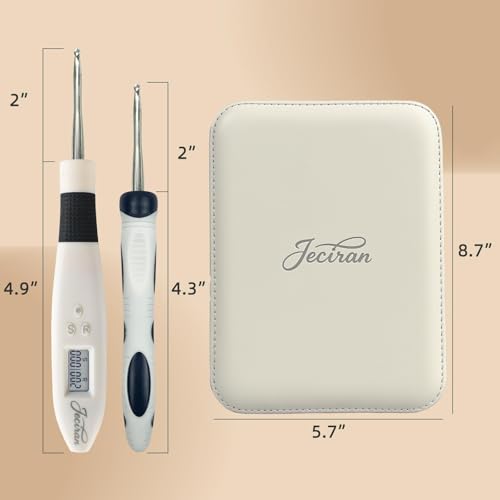 Agujas de ganchillo iluminadas Jeciran con contador de puntadas y 24 ganchos 6