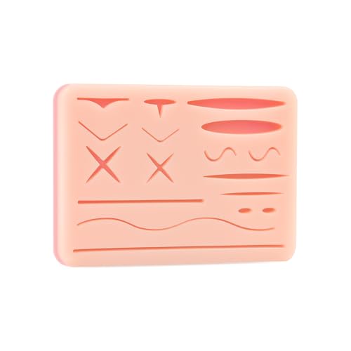 Image of Suture Practice Pad Three-Layer Silicone Skin Kit, Upgraded 17 pre-Cut Wounds, Suture Pad for Medical and Veterinary Students Training