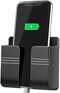 Wall Mount Phone Holder, Phone Stand with 3M Adhesive & Data Cable Hole, Multi Purpose Phone Charging Dock Holder for Shower/Charging, Compatible with iPhone and Android, Max 6.5 Inch(Grey)