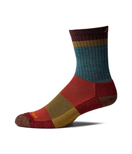 Darn Tough Heady Stripe Micro Crew Leve com Almofada - Azul Petróleo GG