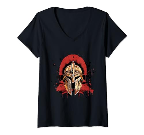 Spartan Helmet Motivation Workout Gladiator Success V-Neck T-Shirt