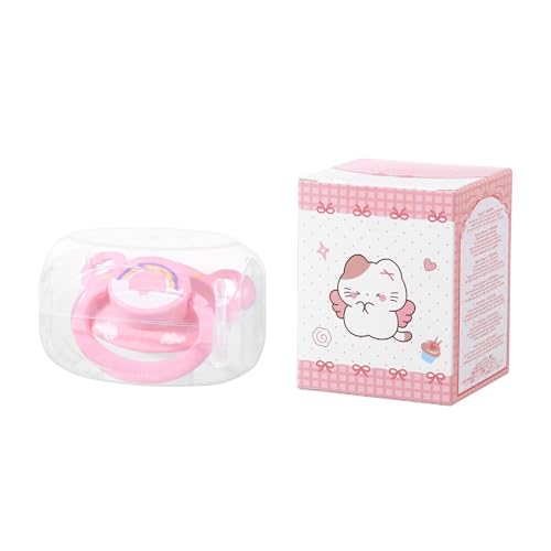 Image of Landofgenie Adult Sized Pacifier Large Handle Large Shield Cute Print Paci Pink