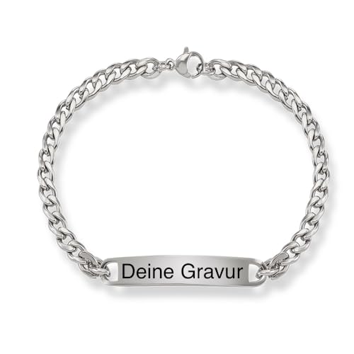 Tuesbelle Armband in Silber für Herren mit Gravur, personalisiertes...
