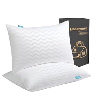 Dreamara King Size Pillows Set of 2 – Hotel Collection Pillows with Adjustable Loft & Zipper, Fluffy & Supportive Down Alternative Filling, Suitable for Side, Back & Stomach Sleepers (White)