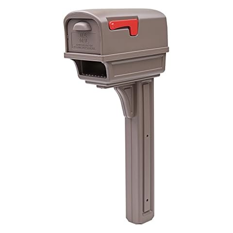 Gibraltar Mailboxes Gentry Large Capacity Double-Walled Plastic Mocha, All-In-One Mailbox & Post Combo Kit, GGC1M0000 Cover