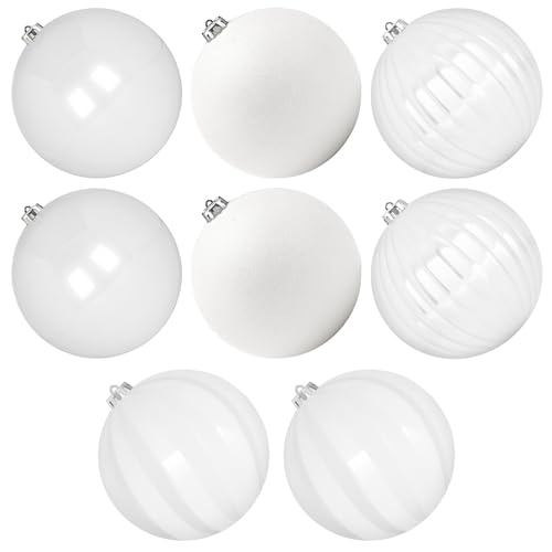 Extra Large Outdoor Christmas Ornaments, 8" White, Set of 8