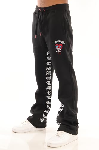 SCREENSHOT Fleece Pants 3202 Mens Streetwear Urban Fit Fleece Pants - Stacked Flare Sweatpants Ribbed Wasteband Drawstring2