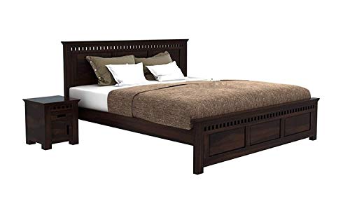 Image of Wooden King Size Bed Without Storage Solid Wood Foldable for Bedroom | Wooden Folding Cot King Size Bed Frame (King Size, Walnut Finish, 1 Piece)