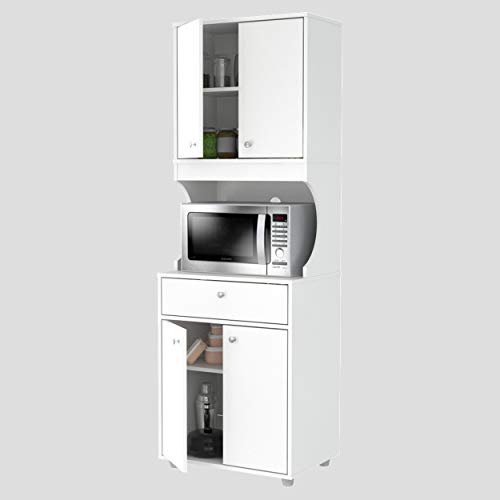 Inval Galley Kitchen/Microwave 1-Drawer/4-Door Storage Cabinet with Open Space White