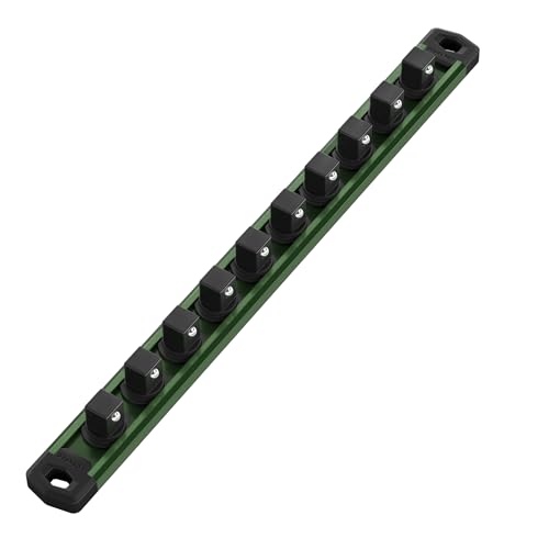 Image of WORKPRO Magnetic Socket Organizer, Heavy Duty 1 /2-Inch Drive Socket Rail | Aluminum Alloy, 10 Pieces Clips, Rotatable & Movable Clips, Efficient Organization