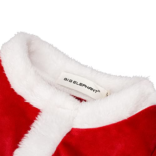 Big Elephant Unisex Baby 1 Piece Warm Christmas Long Sleeve Romper Pajama With Hat V01 (18-24 Months, Red) #TOP5