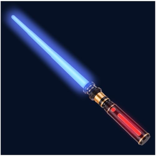 YukiHalu Light Up LED Saber Light Swords with FX Sound and Realistic Handle Expandable Sabre for Halloween Dress Up Parties Birthday Christmas Galaxy War Fighters (Blue)