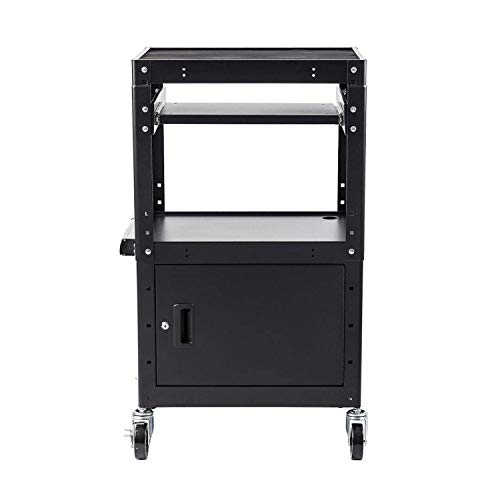 Commercial Grade Metal Rolling AV Cart - Presentation Cart with Storage Box