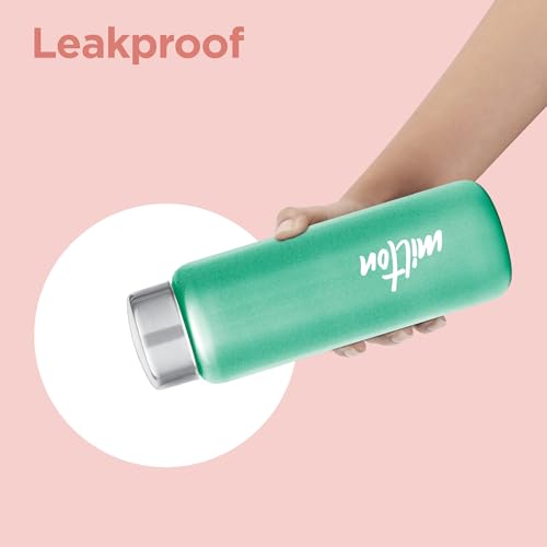 MILTON Aqua 750 Stainless Steel Water Bottle, 750 ml, Light Green | Single walled | Leak Proof | Easy Grip | Easy to Carry | Gym Bottle | Home | Kitchen | Hiking | Treking Bottle | Travel Bottle