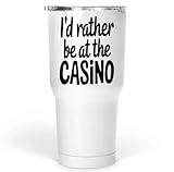 Gift Design Id Rather Be At the Casino - Poker Lover Present Idea - Funny Gambler Present - Casino Lovers Present - Casino Player Qgyfsd 30 Oz White Stainless Steel Large Tumbler 896267