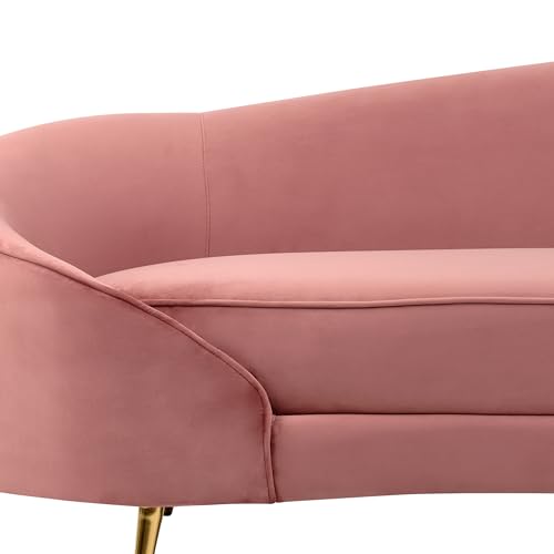 Beliani 3er Sofa Samt rosa gebogen oval mit goldenen Metallbeinen Retro Glamourös Savar – Bild 8