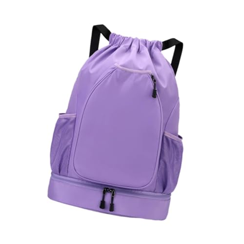 Deevoka Drawstring Backpack Bag Racketcarry Bag Adjustable Shoulder Straps Organizer Basketball Carrying Sports Gym for Basketball, violet