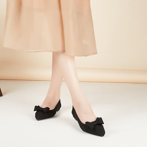 Womens Flats Shoes Pointed Toe Knit Mesh Ballet Flats with Bowknot Comfortable Dressy Washable Flat3