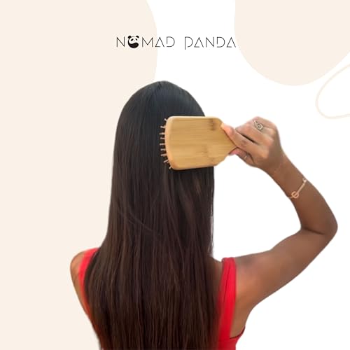 NomadPanda Natürliche Bambus-Haarbürsten-Set, Standard-Bambus haarbürste holz & Reisebürste. Nachhaltiges, abbaubares Haarbürsten-Set. Tragbare Haar Massagebürste für alle Haartypen