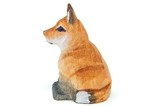 Selsela Red Fox Figurine Statue Small Wood Art Sculpture Decoration Art Carving Miniature Animals #TOP2