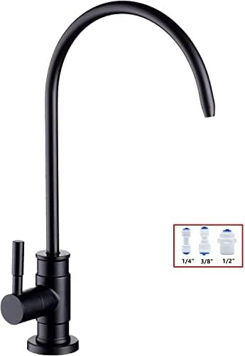 YOYMIZOO Kitchen Bar Sink Drinking Water Faucet Stainless Steel Commercial Matte Black Finish,Cold Water Lead-Free Water Filter RO Faucet
