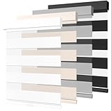 Dailyshades Cordless Zebra Blinds for Windows Blackout Zebra Shades Light Filtering Dual Layer Day Night Blinds Privacy Free-Stop Window Blinds for Home (46 W x 72 H, White)