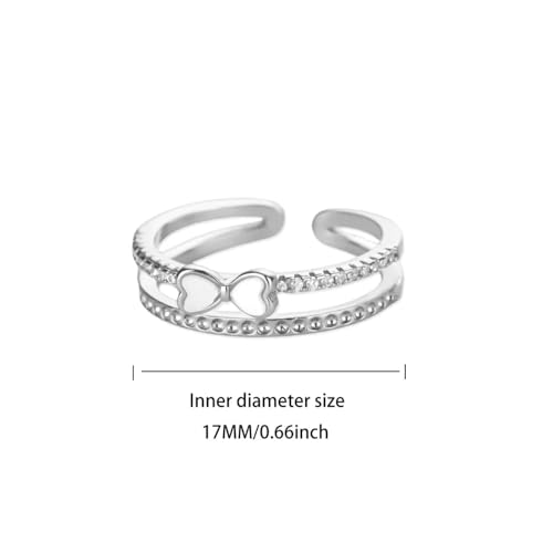 Bague sweet zircon double cœur pour femmes et hommes