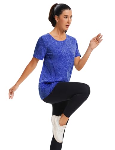 Image of Cucuchy Womens Yoga Tops Flowy Fitness Workout Shirts Short Sleeve Activewear