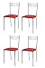 t m c s Tommychairs - Set 4 chaises Elegance pour Cuisine, Bar et Salle à Manger, Robuste Structure en Acier chromé et Assise rembourrée et revêtue en Cuir Artificiel Couleur Rouge