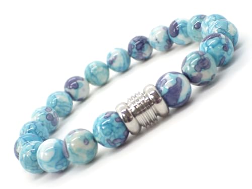 Bracelet homme ethnique jade bleu et violet de qualité supérieure