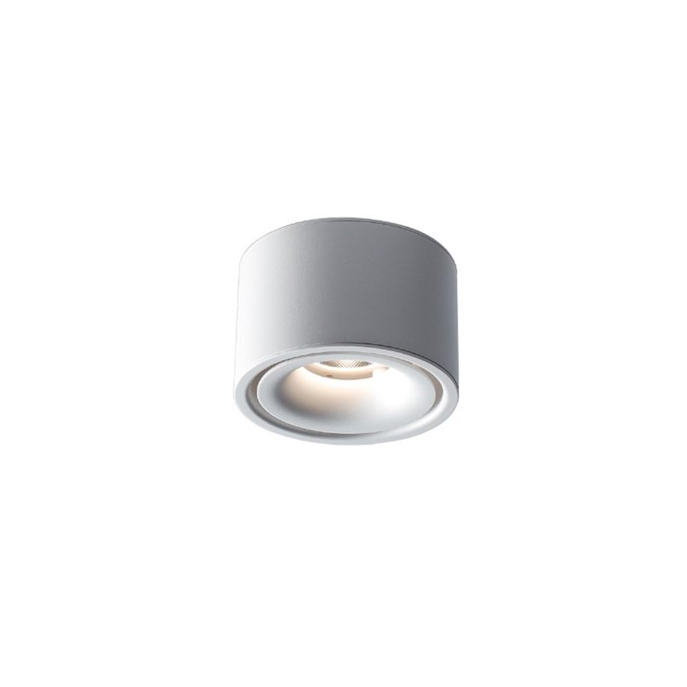 TONFON Surface Mounted COB Spotlight Cylinder Downlight Round Aluminum Ceiling Downlight -LED Indoor Ceiling Spotlight for Hallway Balcony Entryway Foyer Stairwell Aisle Loft Restaurant(White,10W)