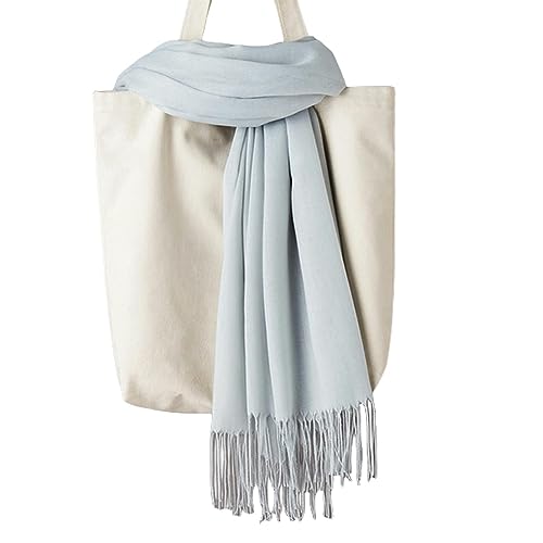 Écharpe en coton automne gris argenté : le foulard fin à glands idéal à offrir à une dame