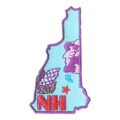 New Hampshire State Shape Iron On Patch Perfect for Jackets,