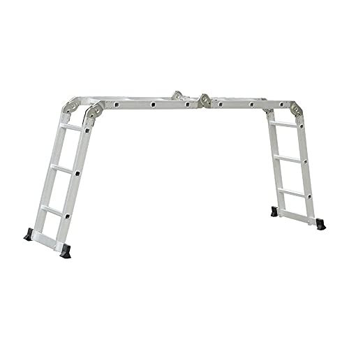 Escada Articulada em Alumínio 4x3 com 12 Degraus Cromada e Azul