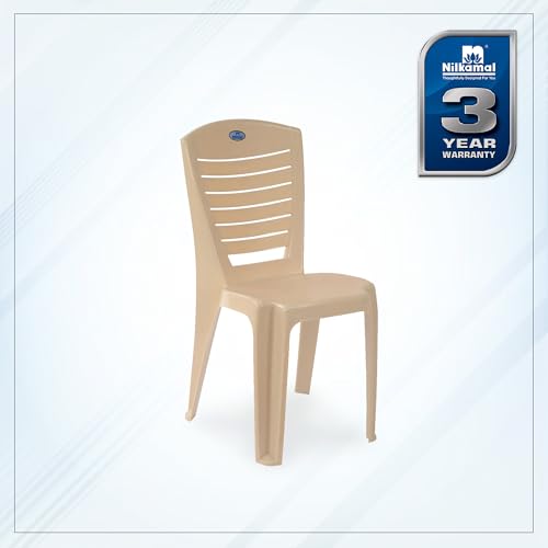 Image of Nilkamal Plastic Chair for Living Room | 3 Year Warranty | for Home, Living Room, Outdoor | Marble Beige Colour | CHR4025