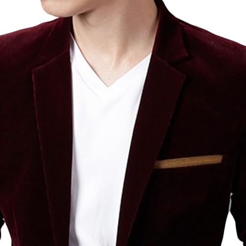 Men's Business Casual Wrinkle-Resistant Blazer One Button Corduroy Suit Jacket Slim Fit Work Wear Sport Coat2