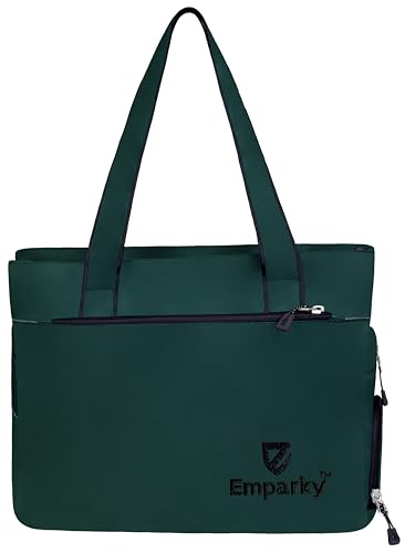 Image of Women Bag, Black with Turquoise Accents, Tote Bag with Multiple Zipper Pockets