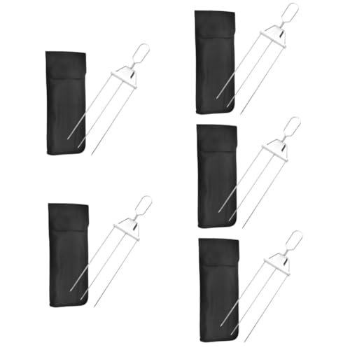 POPETPOP 5sets Stainless Steel Barbecue Fork Picnic Grilling Fork Insulated Handle Bbq Tool for Outdoor Cooking Roasting and Campfire Gatherings