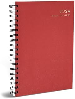 MantraRaj 2024 A5 Spiral Bound Week To View Diary WTV With Hourly Slots For Week Days Includes Information Planner For Student, Teacher, Home, Office Week Days Including Saturday And Sunday (Red)