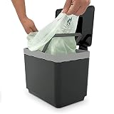 GLAD Kosz na kompost do kuchni, plastikowy pojemnik ze zdejmowanym koszem wewnętrznym, uchwytem do przechowywania toreb i węglowymi filtrami blokującymi zapachy, szary