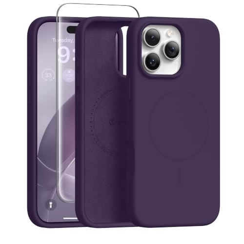 GONEZ Magnetic for iPhone 16 Pro Case, Silicone Cover Deep Purple