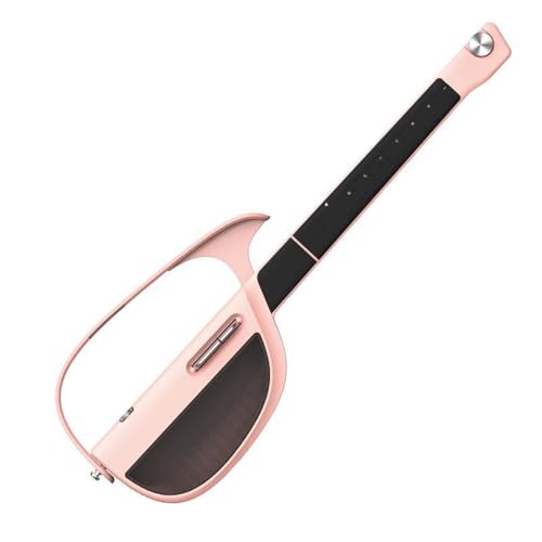 スマート無弦エレキギター - 熱心な音楽ファン、自動演奏コード伴奏 (ワンマン、ワンバンド)、イヤホンジャック付き E ギター、初心者に簡単 (ピンクがかった)