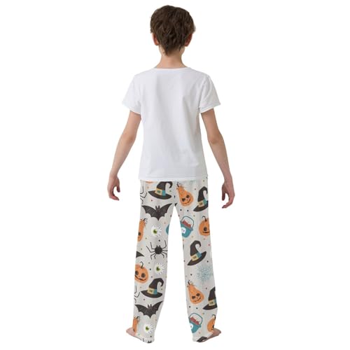 Spider Bat Pumpkin Boys Long Pants Soft Trousers Elastic Waist Kids Lounge Bottoms with Pockets S-XL3