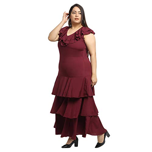Image of Flambeur Women's Crepe Fit and Flare Maxi Casual Dress