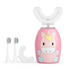 Ygeatt Elektrische Kinderzahnbürste U-förmig Rosa