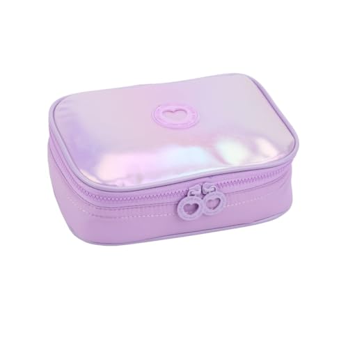 Estojo Box Escolar Teen Holográfico Moderno Grande (Roxo)