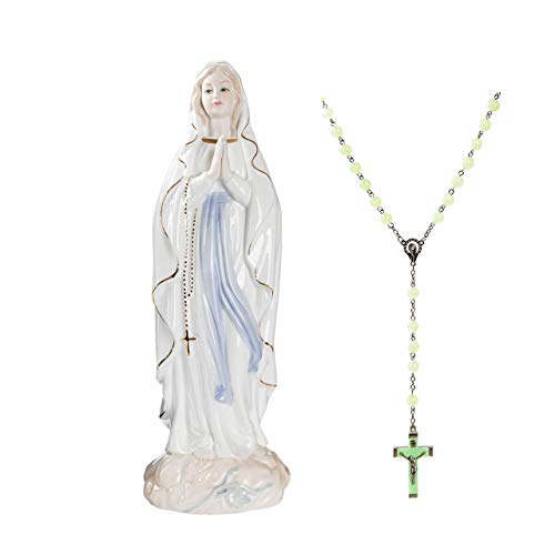 Estatua Virgen María en cerámica 11.8 x 3.9 pulgadas miniatura 2