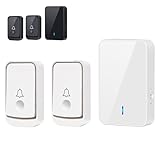 ワイヤレスチャイム 玄関 インターホン チャイム 増設可能 受信機2台 送信機2台 電池式 呼び出しベル 工事不要 配線不要 長距離 介護 防水 おしゃれ シンプル 音量調整 呼び鈴 防犯 (ホワイト 送信機2受信機1)